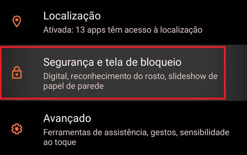 Desça a tela para encontrar a opção 