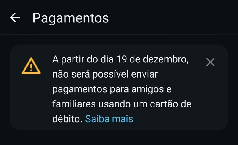 O WhatsApp Pagamentos não vai mais suportar o pagamento entre pessoas físicas com cartão de débito. (Fonte: Igor Almenara/TecMundo)