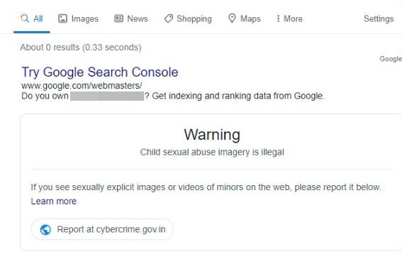 O aviso da Google dependendo dos termos pesquisados. (Imagem: Google Help/Reprodução)