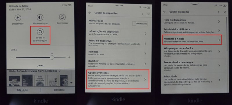 Manter o Kindle atualizado evita travamentos e garante novas funcionalidades (Imagem: Felipe Vidal/TecMundo)