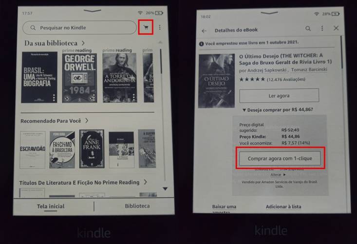 Comprar livros no Kindle depende de poucos cliques (Imagem: Felipe Vidal/TecMundo)