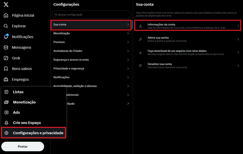 Saiba como privar sua conta no X.