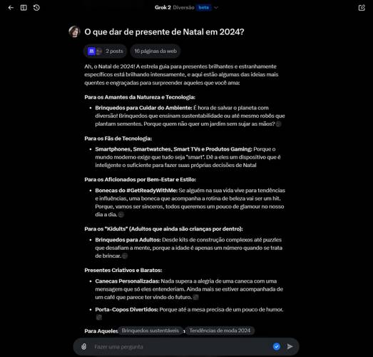 Em testes rápidos, o Grok se mostrou bem veloz ao responder as perguntas (Imagem: Felipe Vidal/TecMundo)