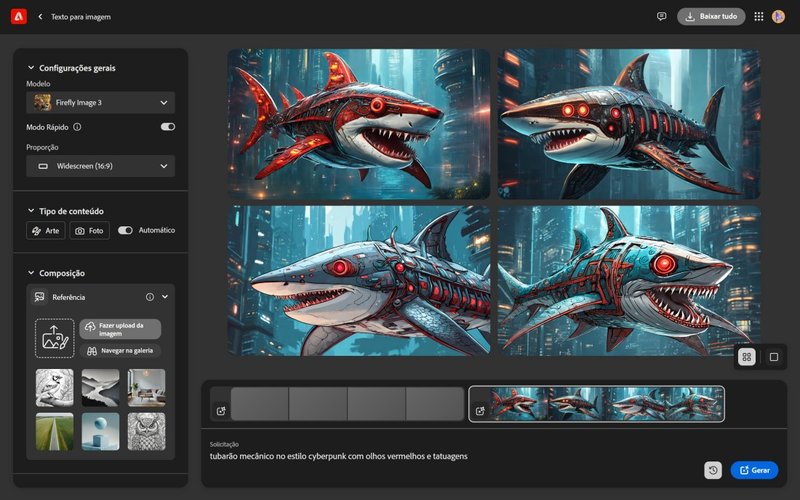 Adobe Firefly criou imagens mais cartunescas (Captura de tela: Felipe Vidal/TecMundo)