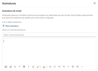 É possível usar o editor de texto para criar sua assinatura no Outlook