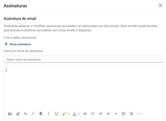 É possível usar o editor de texto para criar sua assinatura no Outlook