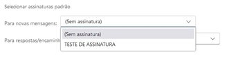 É preciso selecionar a assinatura para configurá-las nas respostas