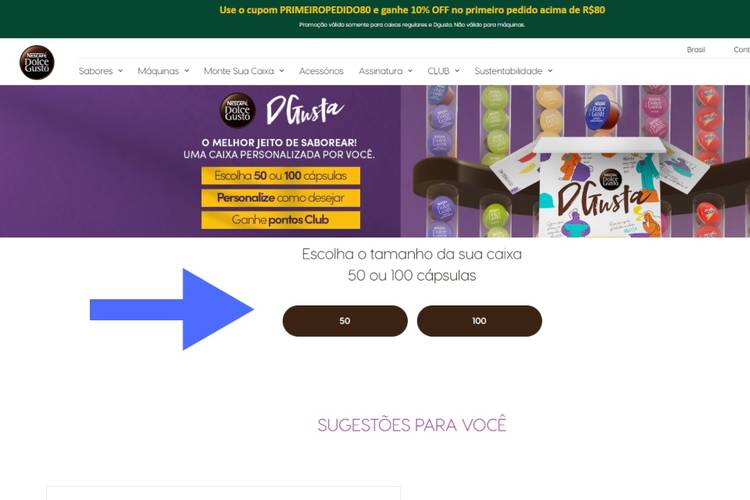 Você pode escolher entre uma caixa com 50 ou com 100 cápsulas sortidas.