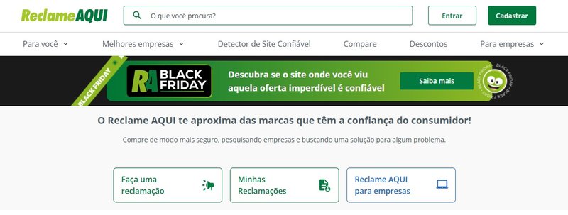 É preciso acessar o site do Reclame Aqui para iniciar a sua reclamação