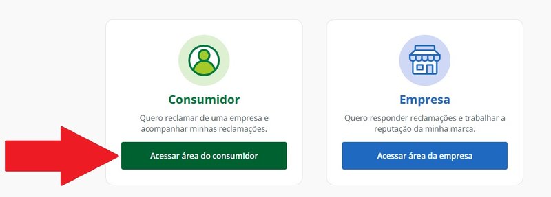 É preciso acessar a área do consumidor para criar a sua denuncia