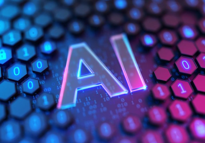 Imagem colorida da escrita "AI", referente a Inteligência Artificial.
