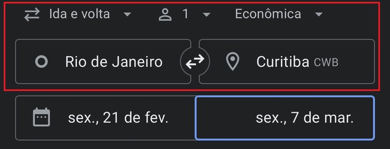 É preciso informar dados referentes a passagem desejada