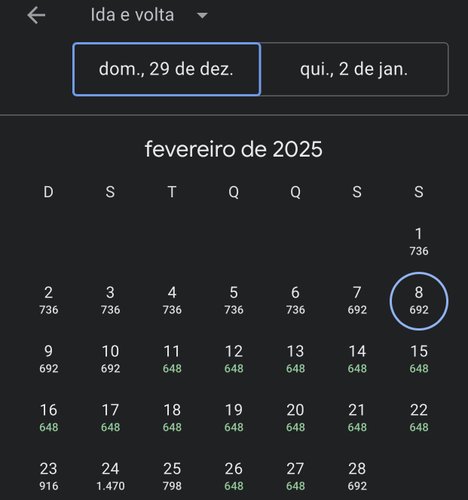 É preciso escolher a data desejada para o voo