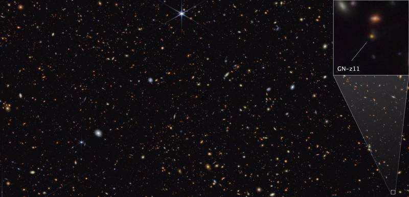 Galáxia GN-z11, formada quando o Universo tinha pouco mais de 400 milhões de anos.