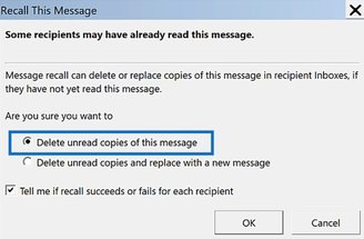 Select the option to delete unread copies of email