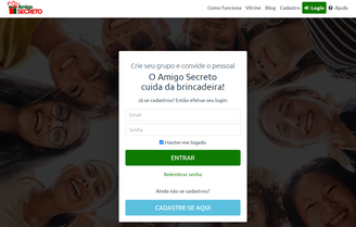 Amigo Secreto é um site bastante popular para fazer o sorteio da brincadeira. (Fonte: Amigo Secreto/Reprodução)