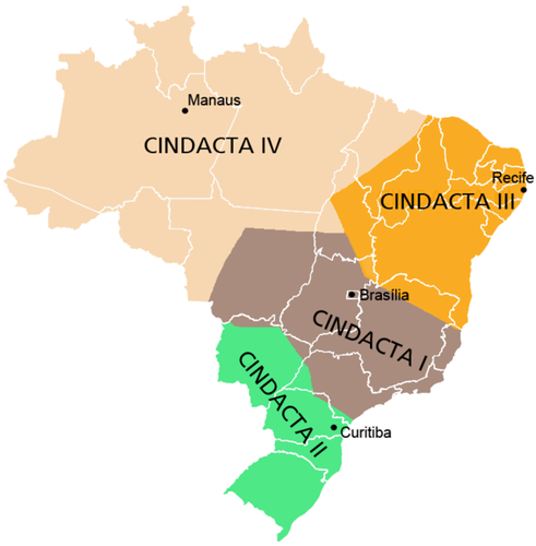 Cada uma das 4 regiões do CINDACTA no Brasil. 
