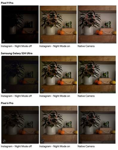 Melhorias oferecidas pelo modo noturno nas imagens feitas com a câmera do Instagram. (Imagem: Google/Divulgação)
