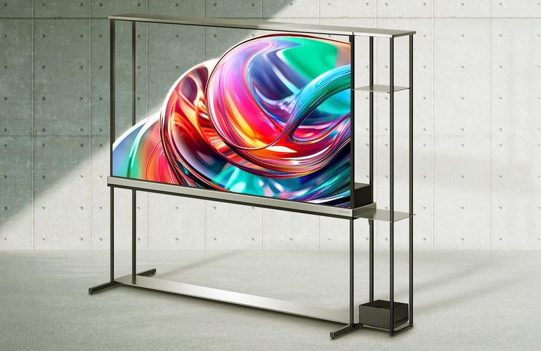 A TV transparente da LG pode ser colocada em qualquer parte do cômodo sem atrapalhar a vista. (Imagem: LG/Divulgação)