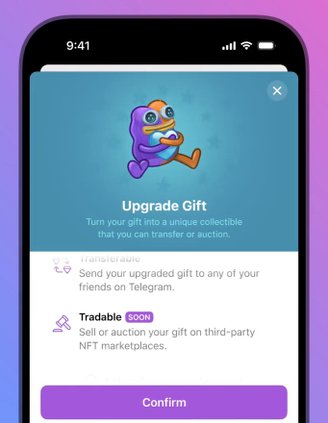Telegram now allows you to turn gifts into special collectible editions. (Source: Telegram/Reproduction)