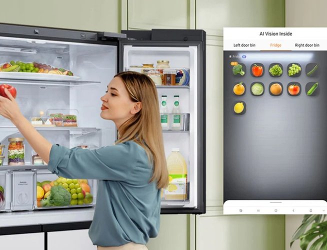 A função estará disponível nas geladeiras com a tecnologia AI Vision Inside. (Imagem: Samsung/Divulgação)