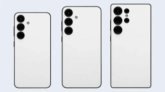 Renderizações da forma dos Galaxy S25, S25+ e S25 Ultra, respectivamente. (Fonte: Dbrand/Reprodução)