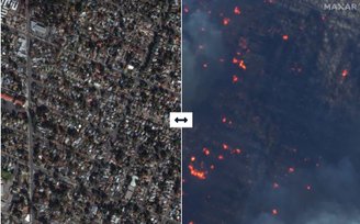 Os incêndios abrangem aproximadamente 20 mil acres (Imagem: Maxar Technologies via Getty Images)