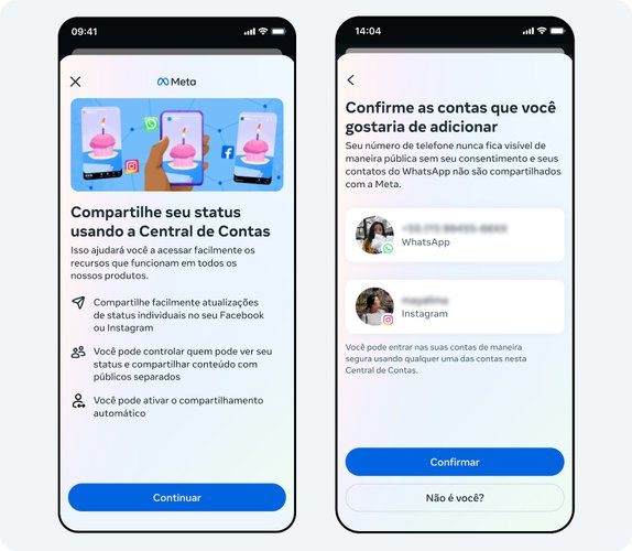 Sua conta do WhatsApp agora pode ser gerenciada a partir da Central de Contas da Meta. (Fonte: Meta/Reprodução)