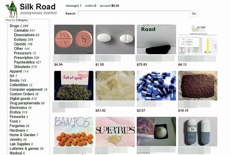 A Silk Road e parte do catálogo de drogas e remédios controlados à venda. (Imagem: Newsweek/Reprodução)