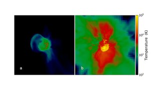 A imagem apresenta as simulações do estudo, revelando os efeitos das primeiras explosões de supernovas no universo. (Fonte: arXiv)