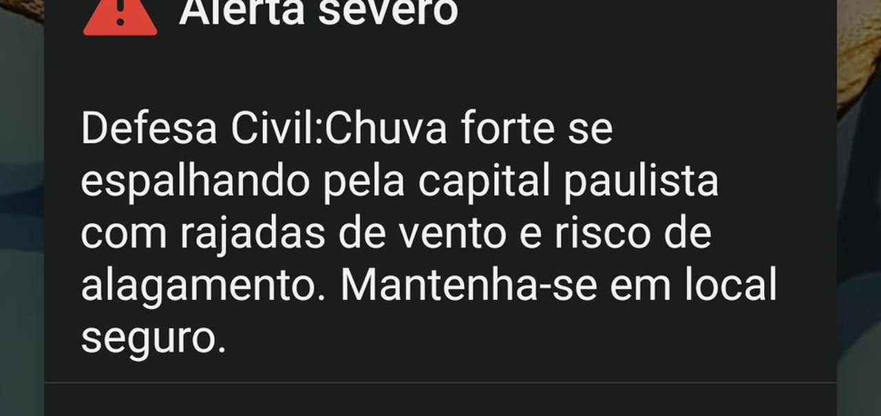 Defesa Civil dispara primeiro Alerta de Emergência nos celulares de São Paulo