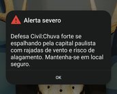 Defesa Civil dispara primeiro Alerta de Emergência nos celulares de São Paulo