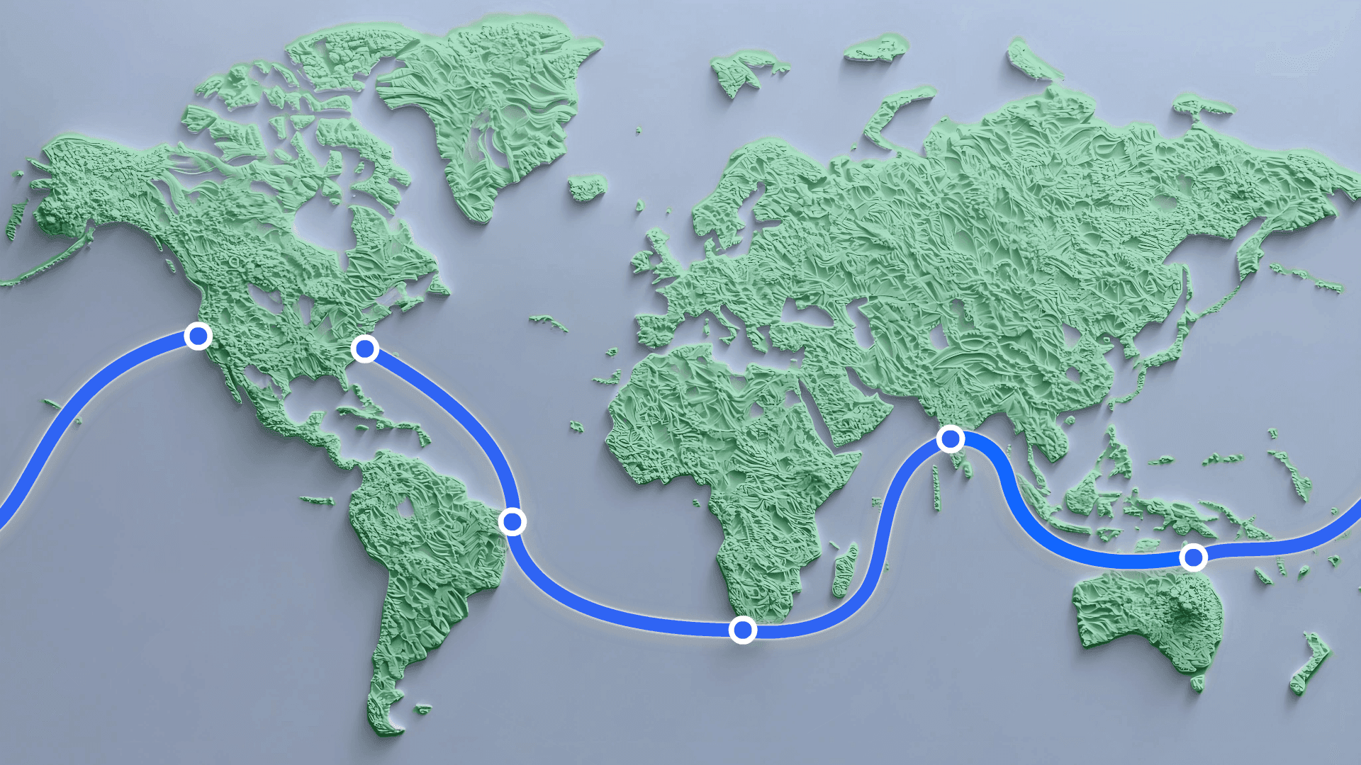 Mapa de cabos submarinos do Project Waterworth