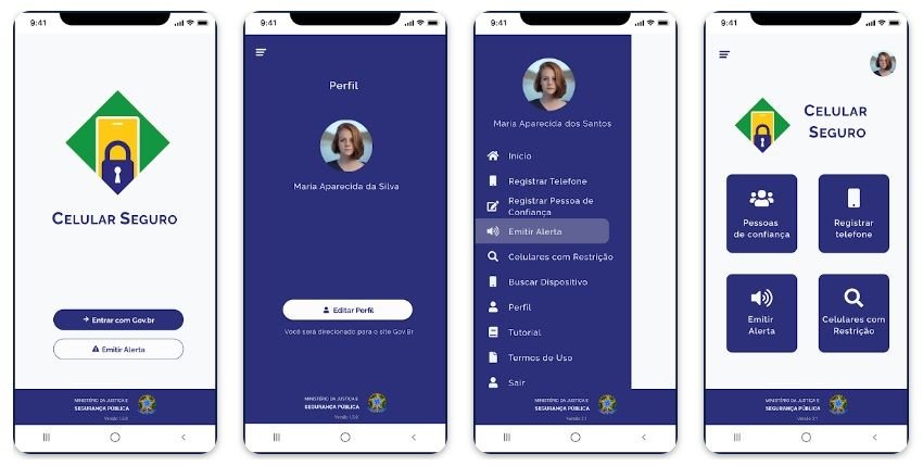 telas do app celular seguro para android