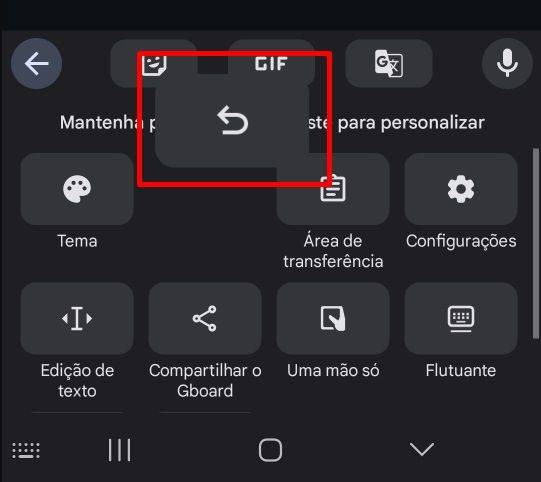O Gboard do Android aberto nas opções, com o item 