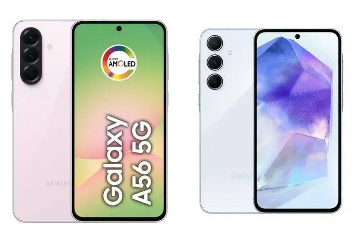 galaxy A55 ao lado do Galaxy A56