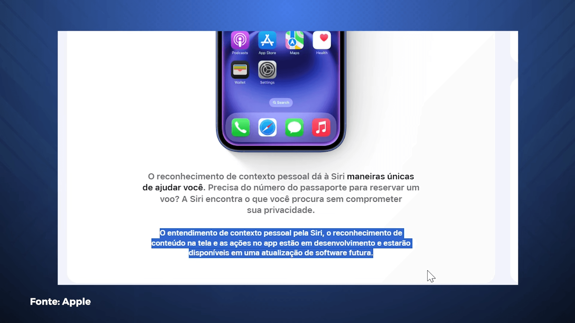 Página da Apple confirma atualizações futuras