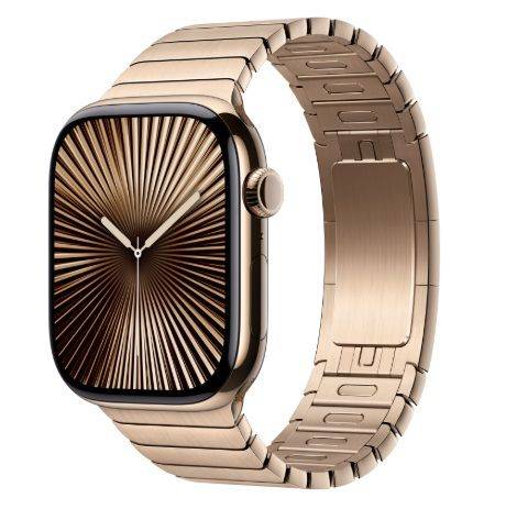 Um Apple Watch dourado.