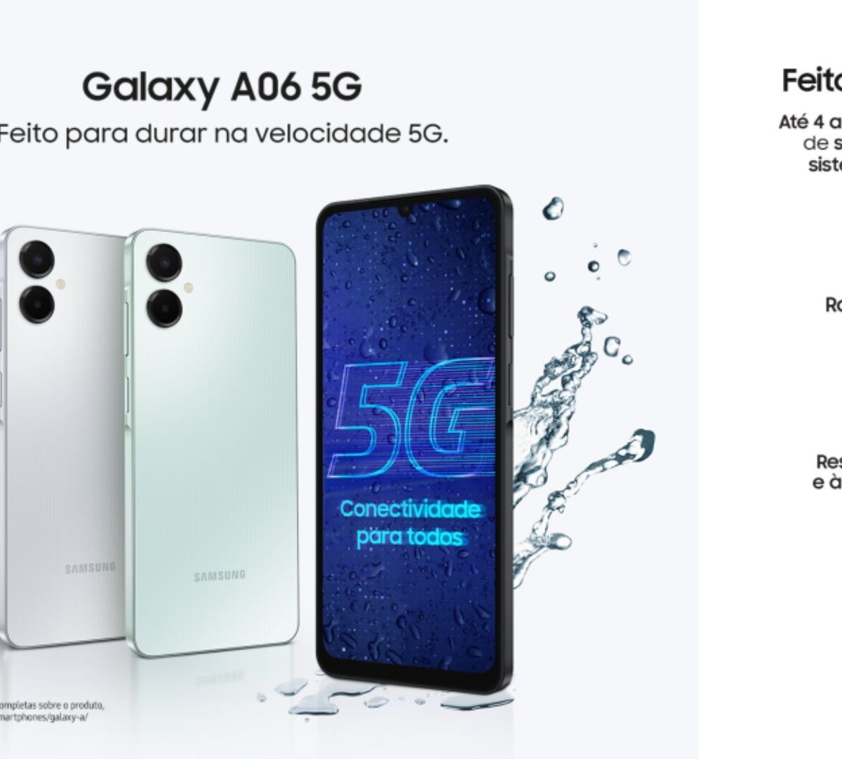 Samsung lança Galaxy A06 5G com quatro anos de atualizações do Android no Brasil