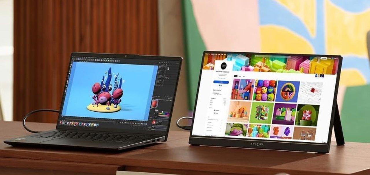 Monitor portátil compatível com PC, celular e consoles está com 22% de desconto na Amazon; conheça