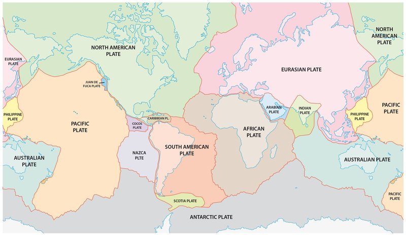 a-ilustração-apresenta-as-placas-tectonicas-da-Terra