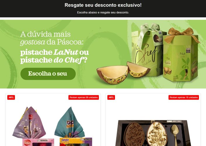 Site falso da Cacau Show