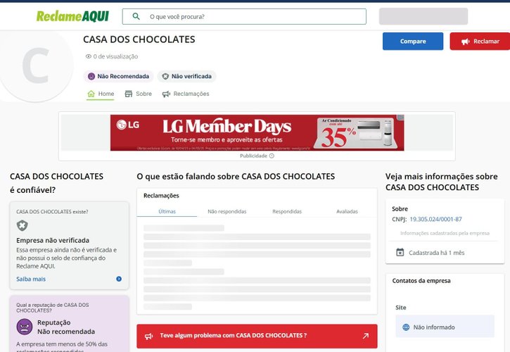 Empresas com baixa confiança no Reclame Aqui