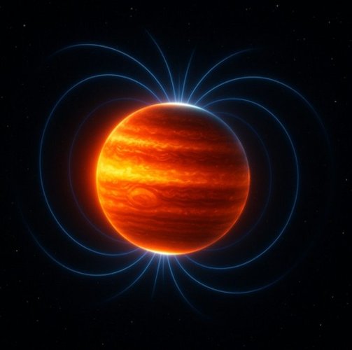a-imagem-apresenta-os-polos-mangéticos-de-jupiter-nas-listras-azuis