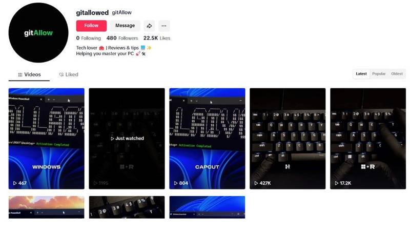 um perfil falso no tiktok