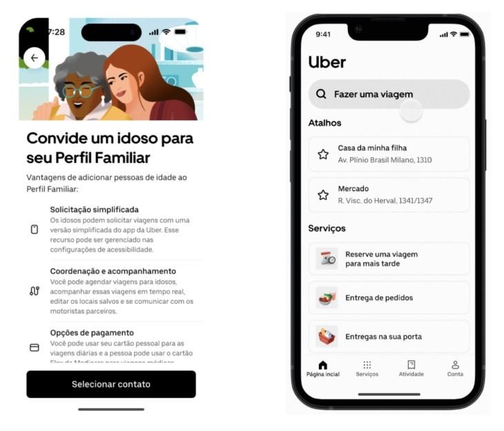 Uber cria nova conta para idosos que deixa o app mais simples e fácil de navegar Uber cria nova conta para idosos que deixa o app mais simples e fácil de navegar