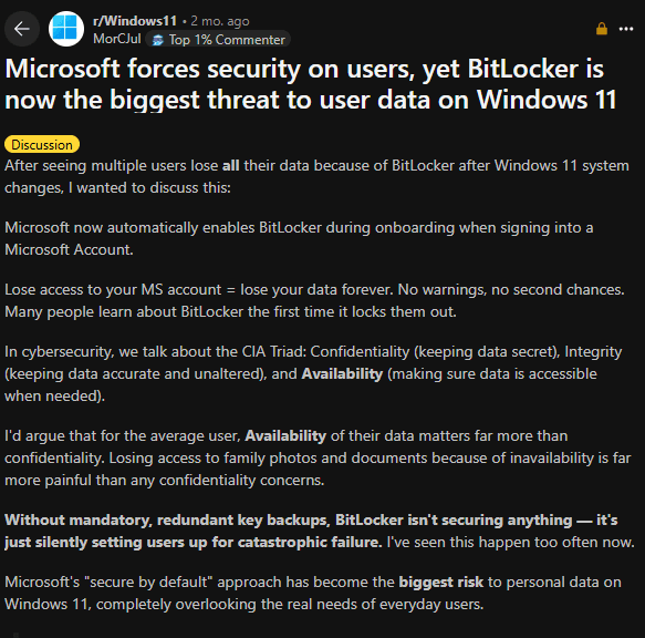 Criptografia do BitLocker do Windows 11 tranca usuários ‘do lado de fora’ dos próprios arquivos Criptografia do BitLocker do Windows 11 tranca usuários ‘do lado de fora’ dos próprios arquivos