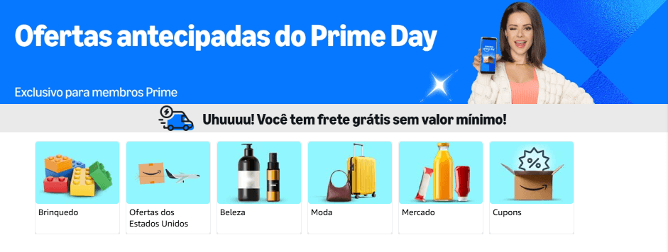 Esquenta do Prime Day começa com descontos de até 50% na Amazon; confira produtos promocionais O Esquenta Prime Day começou nesta sexta-feira (04) oferecendo descontos de até 50% para membros Amazon Prime. As promoções que antecipam uma das maiores liquidações do ano da Amazon já estão no ar e vão até 23h59 do dia 14 de julho, véspera do Prime Day do Brasil. Esquenta do Prime Day começa com descontos de até 50% na Amazon; confira produtos promocionais