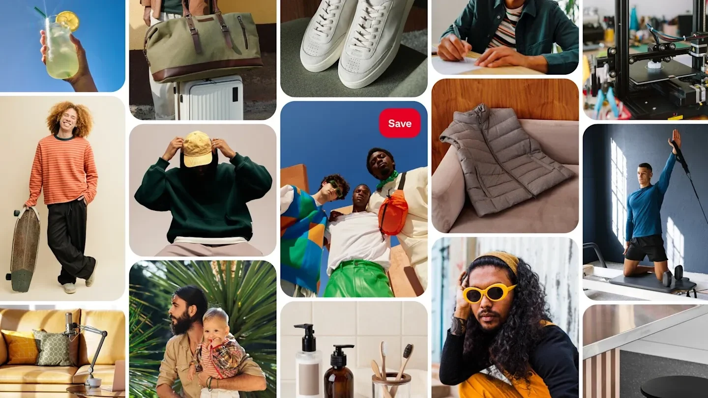 Impressora 3D, programação e IA: pesquisa revela interesse dos homens no Pinterest O número de usuários masculinos representa mais de um terço da quantidade de pessoas que acessam o Pinterest globalmente, conforme pesquisa sobre as tendências deste público na rede social, divulgada na terça-feira (08). O levantamento traz detalhes sobre como os homens utilizam a plataforma, apontando interesses em áreas como tecnologia e finanças. colagem-com-fotos-do-pinterest
