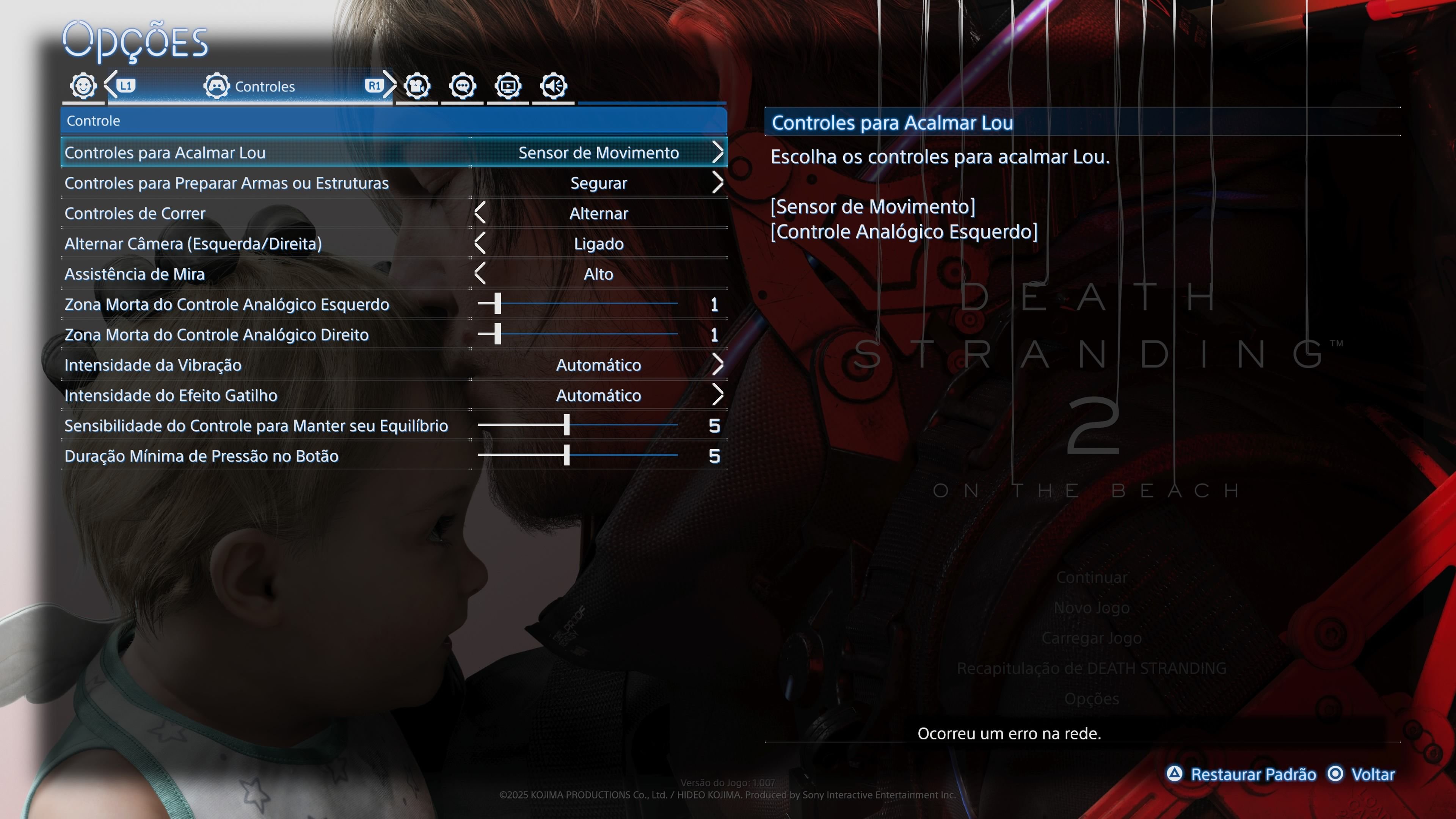 A imagem mostra os menus das opções para configuração dos controles do jogo